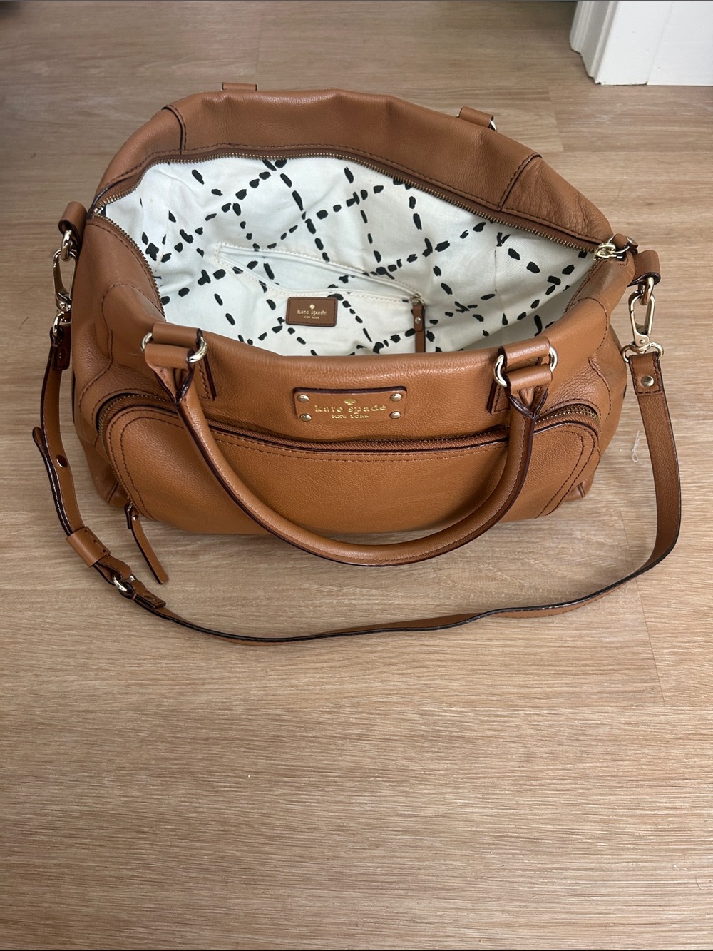 kate spade Cognac Leather Satchel with Removable Strap